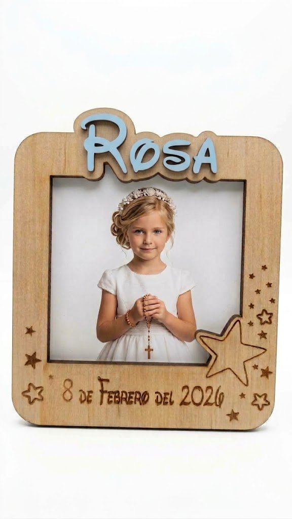Marco imán de madera con nombre en relieve - Imagen 4