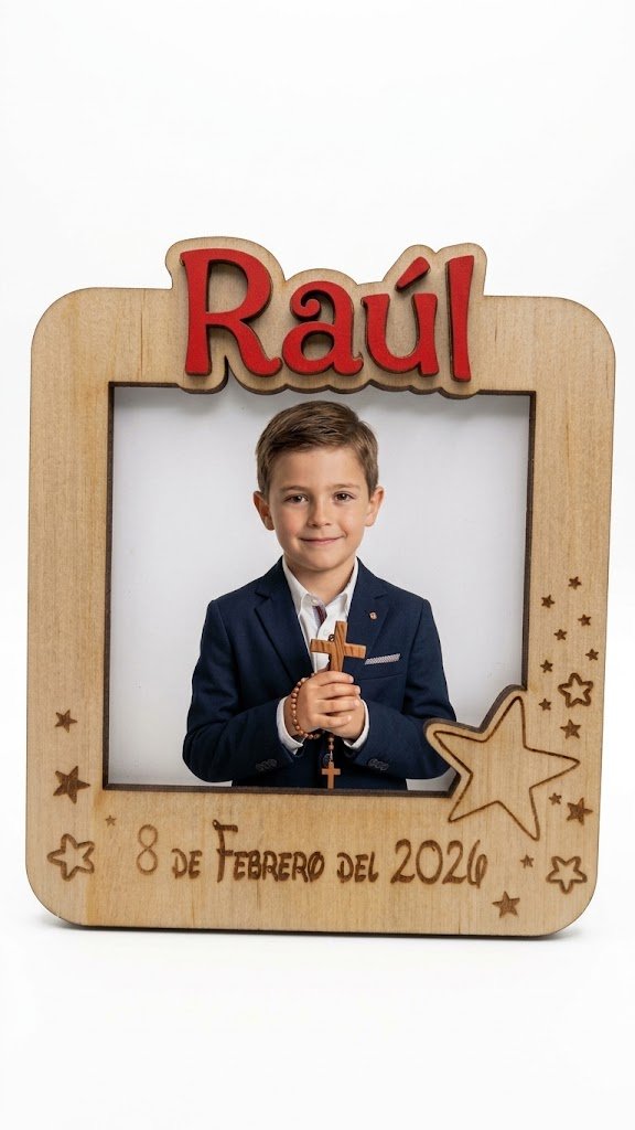 Marco imán de madera con nombre en relieve - Imagen 3
