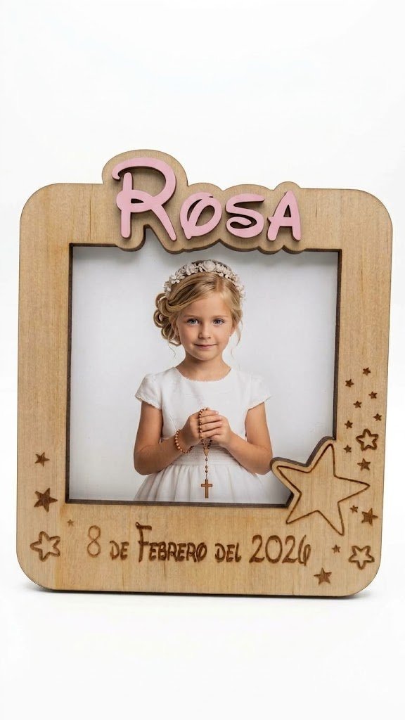 Marco imán de madera con nombre en relieve - Imagen 2